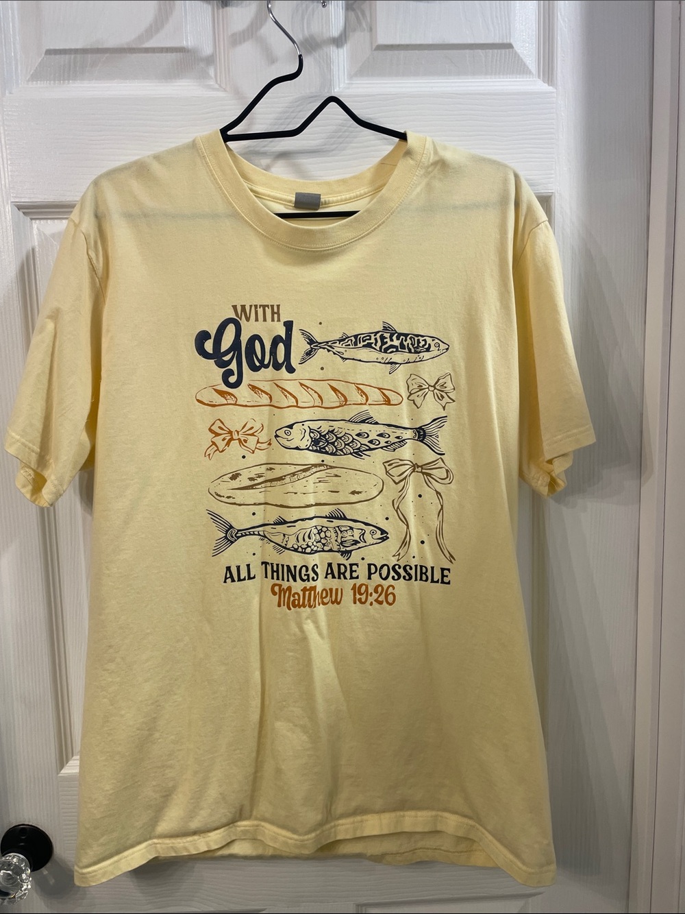 With God Yellow Graphic Tee - Faith Fish Design